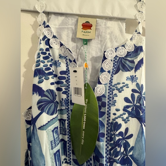 NWT FARM RIO Mixed White & Blue Eyelet Maxi Dress - Picture 7 of 7
